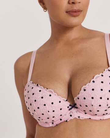 Ann Summers Sexy Lace Planet Flocked Plunge Bra Pink