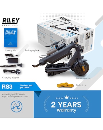 Riley RS3 Foldable Electric 37 Volt Scooter Black