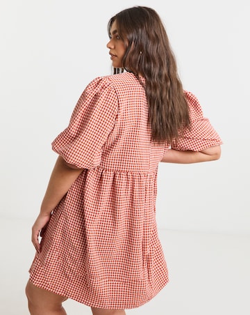 Simply Be Rust Gingham Smock Dress With Pockets