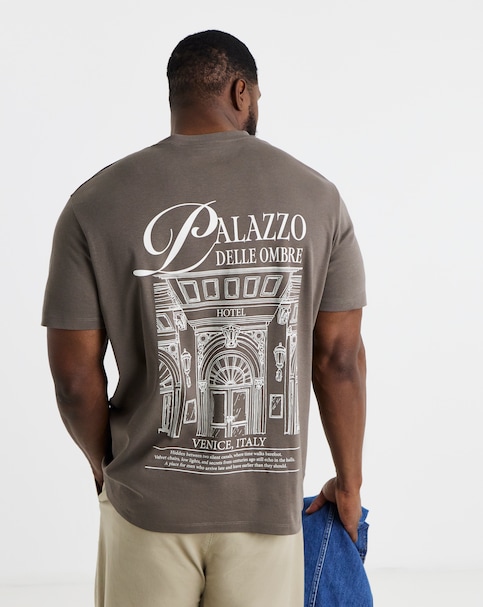 Jack & Jones Premium Italian Palazzo Back Graphic T-Shirt - Brown