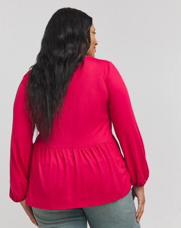 Hot Pink Supersoft Square Neck Peplum Top