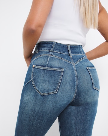 Dream Sculpt Mid Blue Slim Flare Jeans