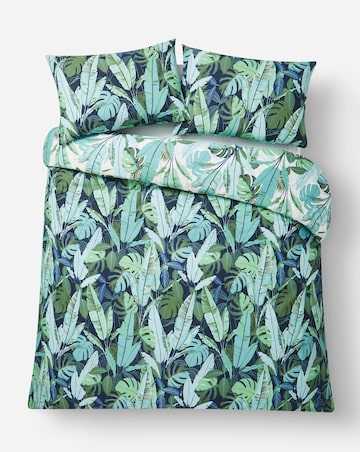 Tropical Leaf Cotton Blend Reversible Duvet Cover Set
