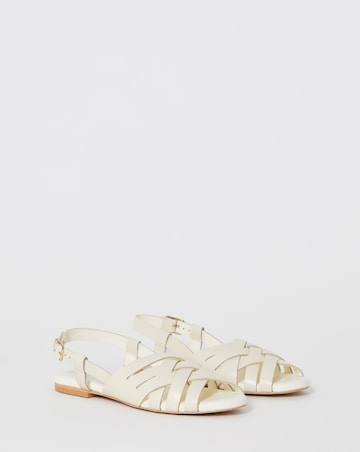 Luz Leather Woven Peep Toe Slingback Sandals - Wide Fit (E)