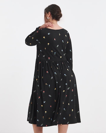 Simply Be Ditsy Print Scoop Neck Pocket Midi Dress
