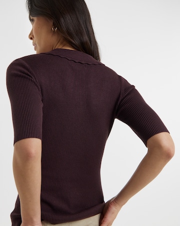 Ribbed Knit Polo Jumper