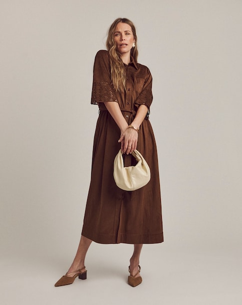 Anthology Faux Suede Cutwork Shirt Dress