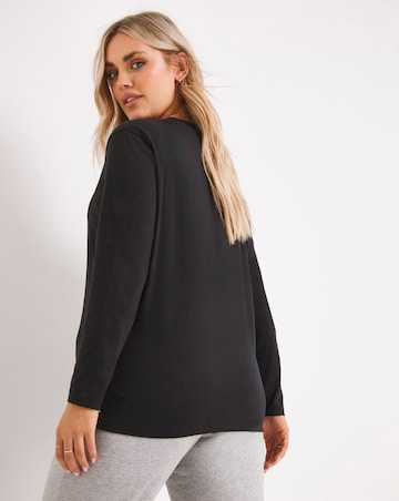 Black Basic Crew Neck Long Sleeve Jersey T-Shirt