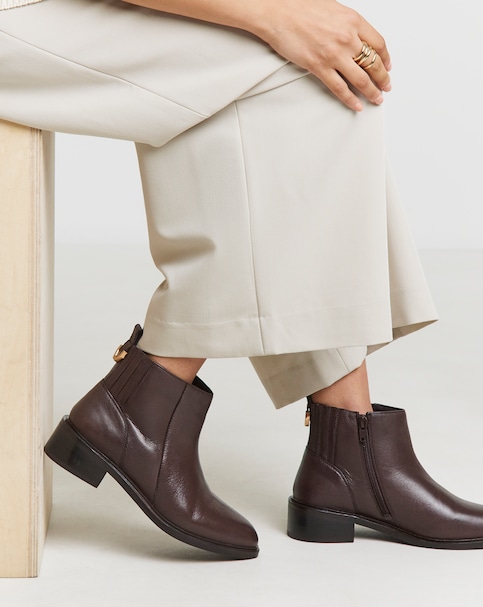 Blythe Hidden Gusset Leather Ankle Boots - Extra Wide Fit (EEE)