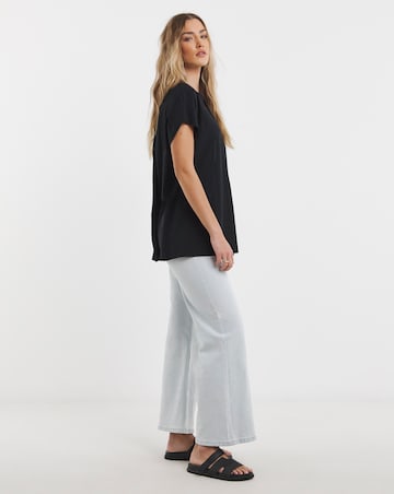 Black Slouchy Dip Back Pure Cotton T-Shirt