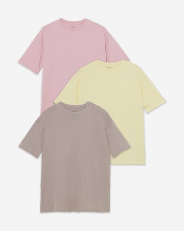 Mocha, Pink & Yellow 3 Pack Boyfriend T-Shirts