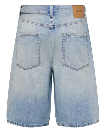 Only & Sons Carl Loose Denim Shorts - Blue