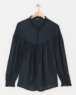 Womens Twill Feminine Blouse - Black