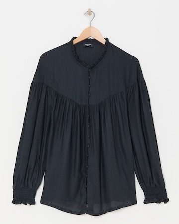 Womens Twill Feminine Blouse - Black
