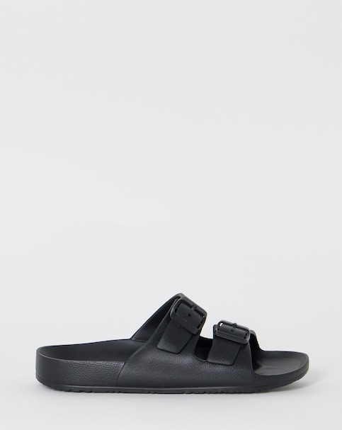 Adjustable Double Buckle Sliders - Black, Wide Fit