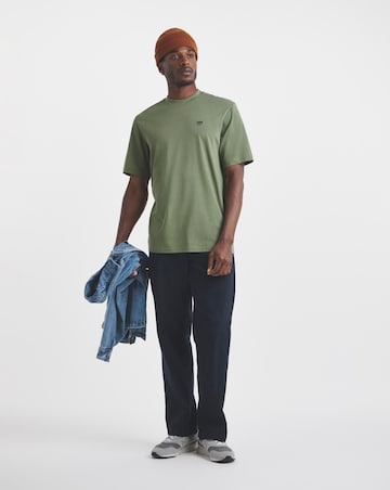 Union Embroid T-Shirt Long Length-Olive