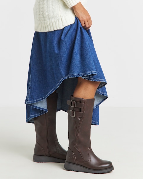 Heavenly Feet Bernice Knee High Boots Curvy Calf Wide Fit
