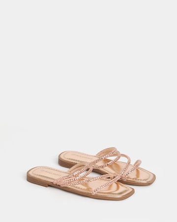 Daffodil Sparkly Asymmetric Flat Mule Sandals - Wide Fit (E)