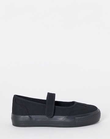 Andrea Mary Jane Canvas Plimsols - Wide Fit (E)