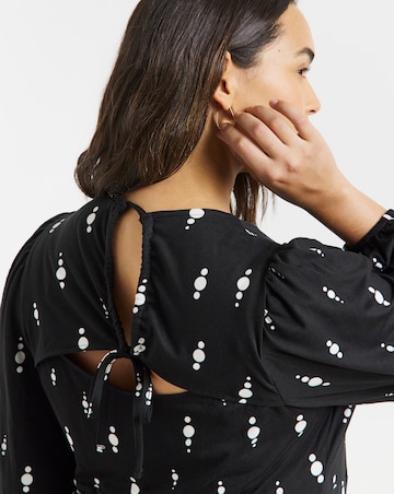 Simply Be Black Print Supersoft Midi Dress