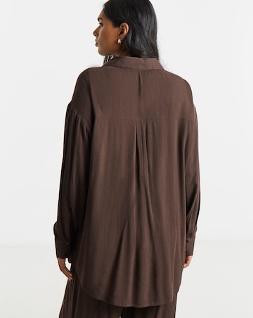 Chocolate Oversized Crinkle Shirt