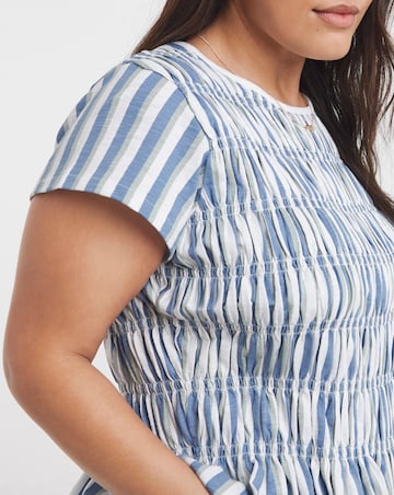 Stripe Shirred Peplum Top