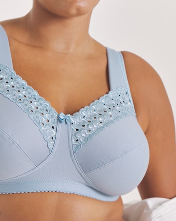 Miss Mary of Sweden Broderie Anglaise Cotton Non Wired Bra Blue
