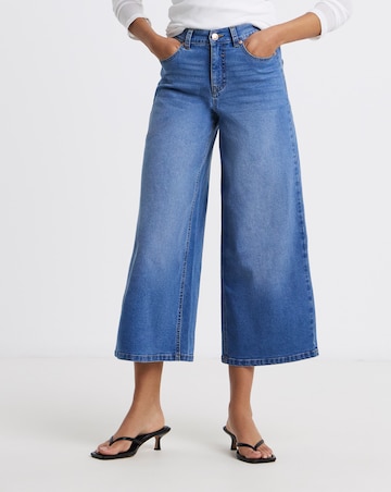 Simply Be Blue 24/7 Crop Wide Leg Jeans