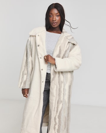 Native Youth Contrast Sherpa and Faux Fur Longline Coat
