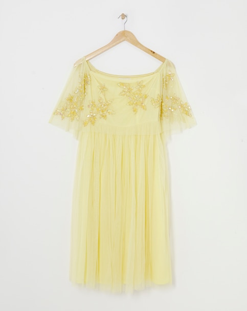 Maya Curve Bardot Embroidered Dress