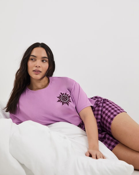 Simply Be Cotton Gingham Pyjama Short Set