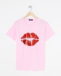 Simply Be Pink Foil Lips T-Shirt
