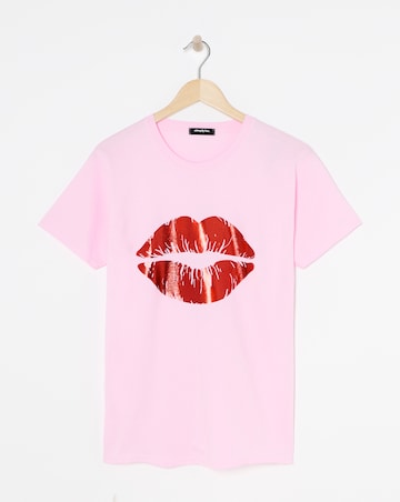 Simply Be Pink Foil Lips T-Shirt
