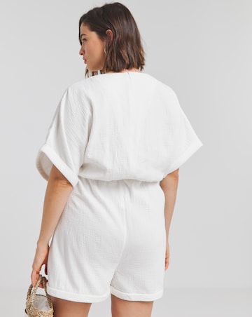 Simply Be White Cheesecloth Playsuit