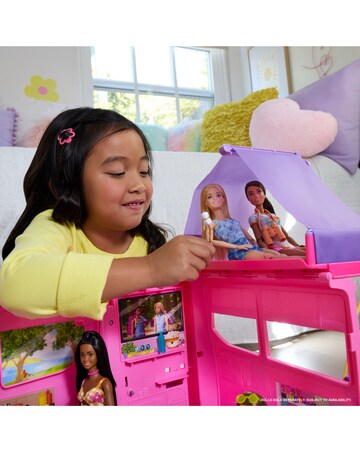 Barbie Dream Camper Playset with Roof Tent, BBQ Grill with Color-Change Feature