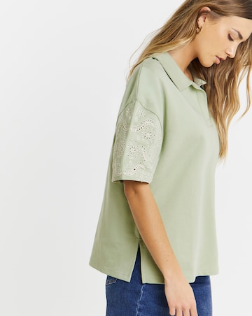 Sage Cut Work Polo Sweatshirt