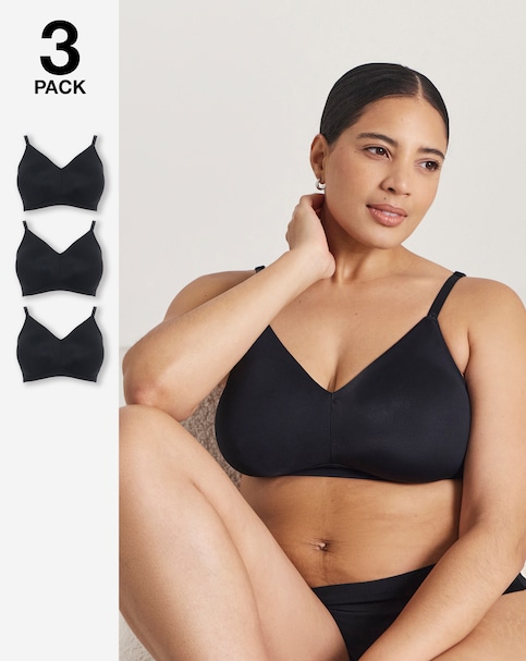 Pretty Secrets (3 Pack) Claire Micro Moulded Full Cup Non Wired Bras (B-E)