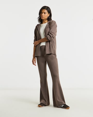 Chocolate Cut & Sew Rib Flared Joggers