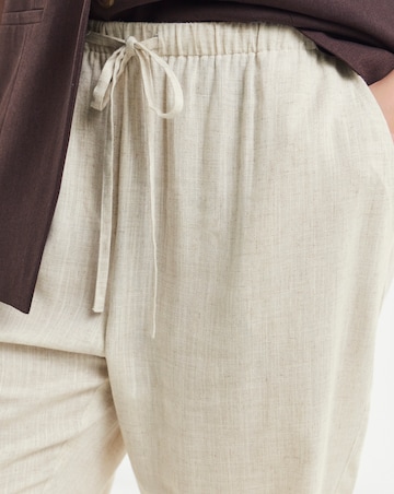 Simply Be Stone Tie Waist Linen Mix Tapered Trousers