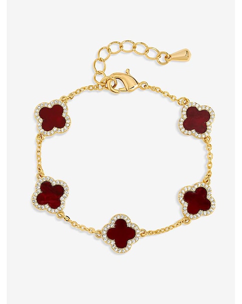 Jon Richard Gold Plated Carnelian Clover Bracelet