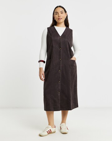 Simply Be Chocolate Suedette Button Through Midi Dress