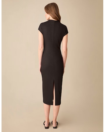 Ro&Zo Black Rib Jersey Ruched Waist Midi Dress
