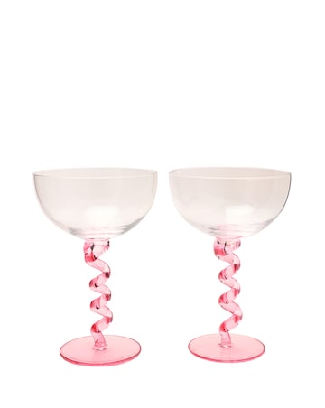 Raspberry Blossom Pair Of Coupes With Wiggle Stems In A Giftbox