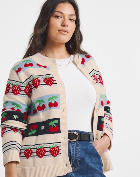 Fruit Fairisle Crew Neck Cardigan