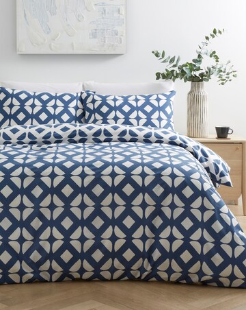 Gray & Osbourn Arran Tile Print Duvet Set Blue