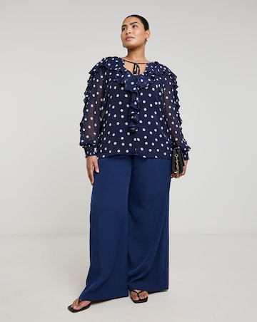 Joanna Hope Crinkle Chiffon Ruffle Blouse