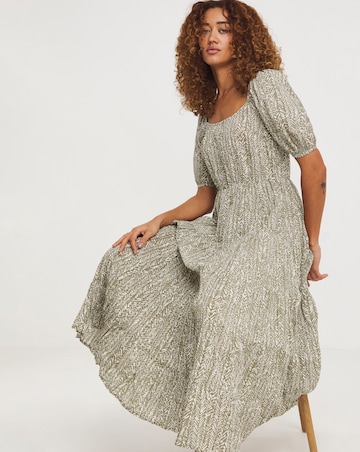Cotton Volume Maxi Smock Dress