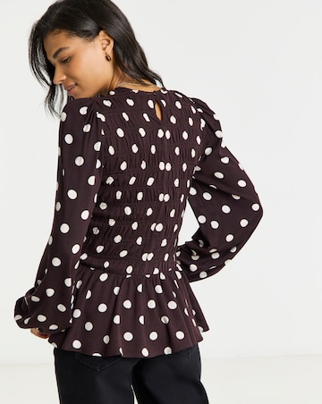 Shirred Long Sleeve Top