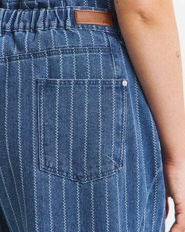 Simply Be Dark Blue Jacquard Stripe Barrel Leg Jean Co Ord