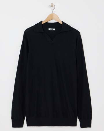 Black Textured Revere Polo